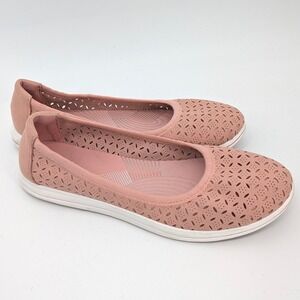 Clarks Breeze Roam Cloudsteppers Shoes Women 12 Pink Laser Cut Slip On Flats